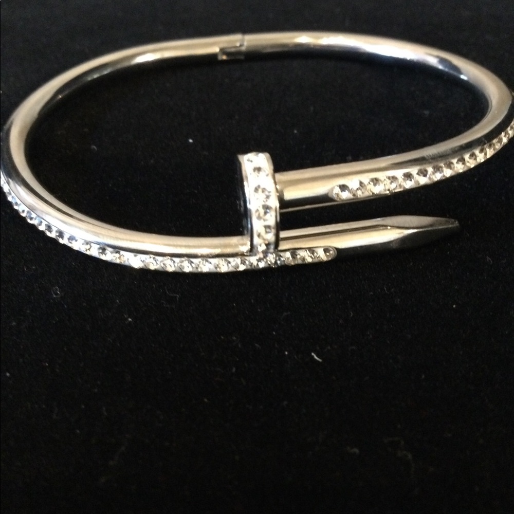 New-Stainless Steel Crystal Nail Bangle